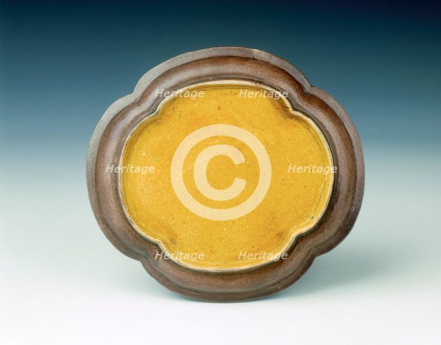 Aubergine glazed kinrande dish, Jiajing period, Ming dynasty, China, 1522-1566. Creator: Unknown.