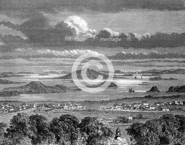 Auckland harbour, Aukland, North Island, New Zealand, 1886.Artist: Lancelot