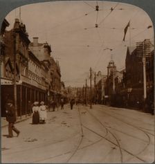 Auckland's chief business thoroughfare, Queen St., looking S., New Zealand c1900