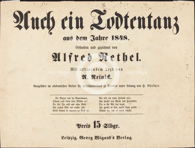 Auch ein Todtentanz: Title Page, 1849. Creator: Alfred Rethel.