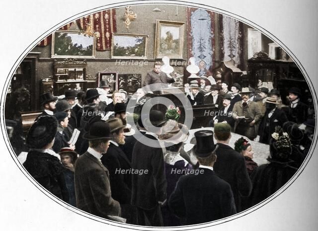 Auction in progress at Phillips auctioneers, London, c1901 (1901). Artist: Unknown.