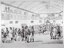 Auction rooms at Aldridge's Horse Repository, St Martin's Lane, Westminster, London, 1824. Artist: Anon