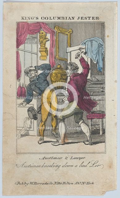 Auctioneer & Lawyer, Auctioneer Knocking Down a Bad Lot, early 19th century.. Creator: Unknown.