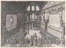 Audience given by Pope Pius V to Cosimo I, Duke of Tuscany, 1575-99. Creator: Giovanni Ambrogio Brambilla