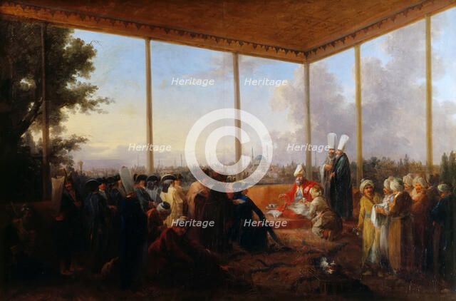 Audience Given in Constantinople by the Grand Vizier Aimali Carac for Francois-Emmanuel Guignard, Co Artist: Casanova, Francesco Giuseppe (1727-1802)