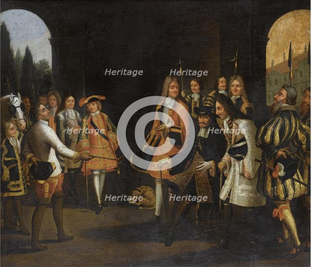 Audience of Louis XIV with Tsar Peter the Great in Versailles, 1717, First half of the 18th cent.. Artist: Anonymous  