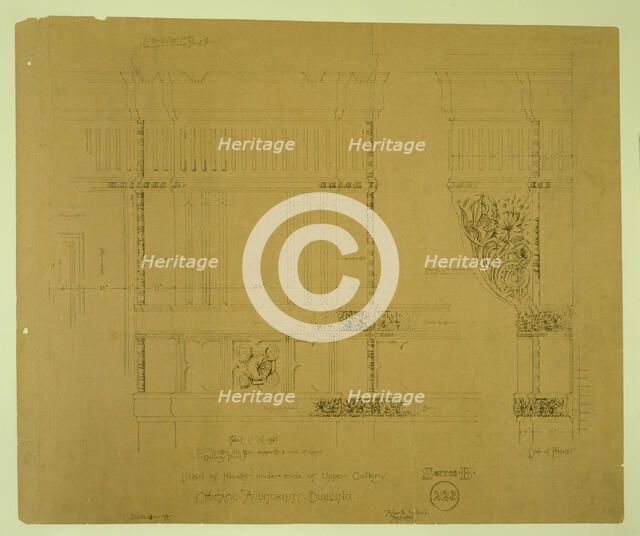 Auditorium Building, Chicago, Illinois, Ornamental Plaster Work, Pilaster Details, c. 1887. Creator: Adler & Sullivan.