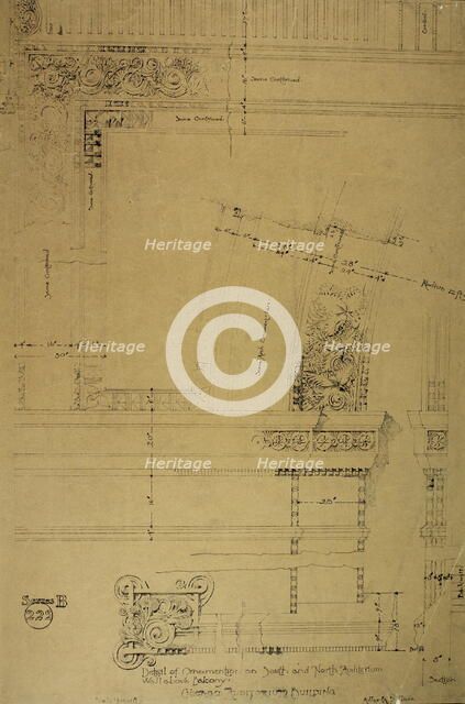 Auditorium Building, Chicago, Illinois, Plaster Details for Balcony, c. 1887. Creator: Adler & Sullivan.