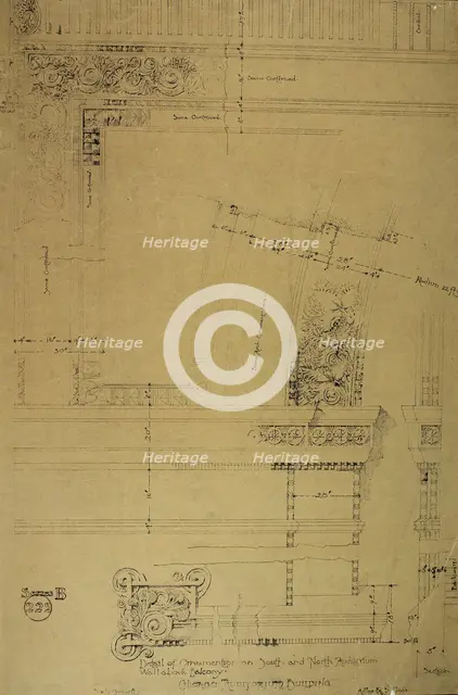 Auditorium Building, Chicago, Illinois, Plaster Details for Balcony, c. 1887. Creator: Adler & Sullivan.
