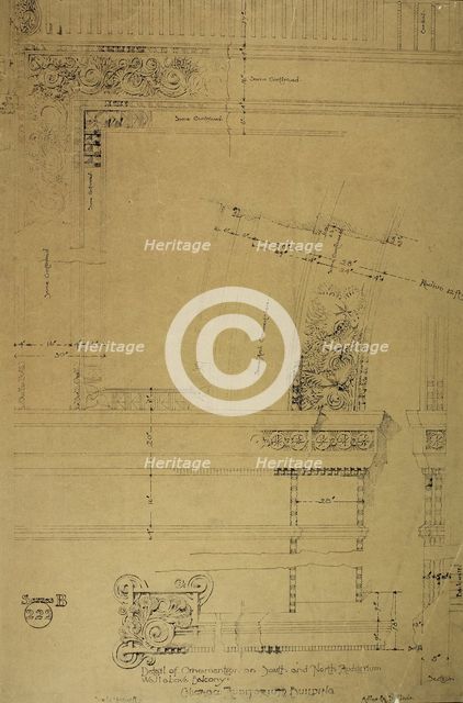 Auditorium Building, Chicago, Illinois, Plaster Details for Balcony, c. 1887. Creator: Adler & Sullivan.