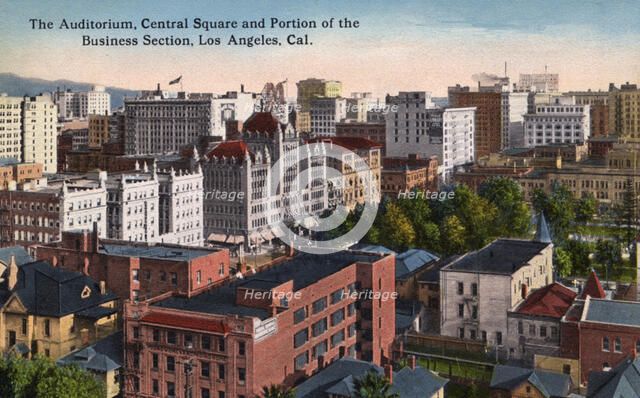 Auditorium, Central Square and part of the business district, Los Angeles, California, USA, 1915. Artist: Unknown
