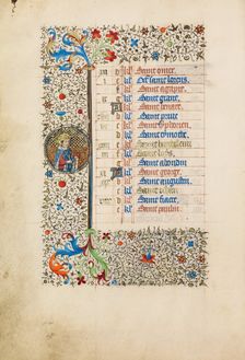 August Calendar Page: Saint Louis; Book of Hours, about 1440-1450. Creator: Workshop of the Bedford Master