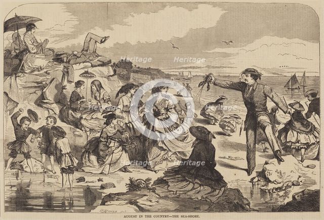 August in the Country - The Sea Shore, published 1859. Creator: Winslow Homer.