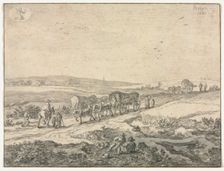August: Landscape with Wagons, c.1655. Creator: Pieter Molyn (Dutch, 1595-1661)