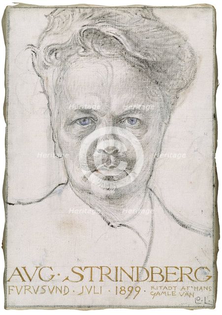 August Strindberg, 1899. Artist: Larsson, Carl (1853-1919)