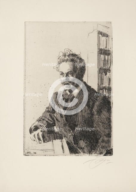 August Strindberg, 1910. Artist: Zorn, Anders Leonard (1860-1920)