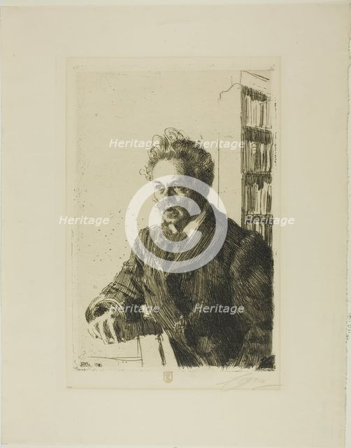 August Strindberg, 1910. Creator: Anders Leonard Zorn.