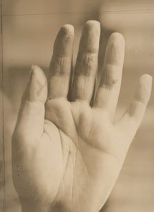 August Strindberg's hand with the inscription "Photographie aufgenommen im Hôpital Saint..., 1895. Creator: Julien Leclercq