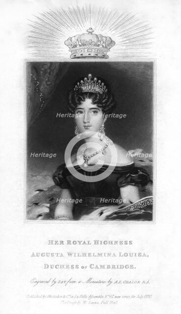 Augusta Wilhelmina Louise, Duchess of Cambridge, 1830.Artist: Say