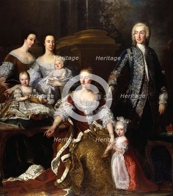 Augusta of Saxe-Gotha, Princess of Wales, with members of her family and household, 1739. Artist: Van Loo, Jean Baptiste (1684-1745)