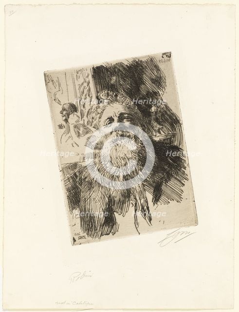 Auguste Rodin, 1906. Creator: Anders Leonard Zorn.