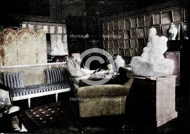 'Auguste Rodin Among His Books At 77 Rue De Varenne', c1900. Artist: Unknown.