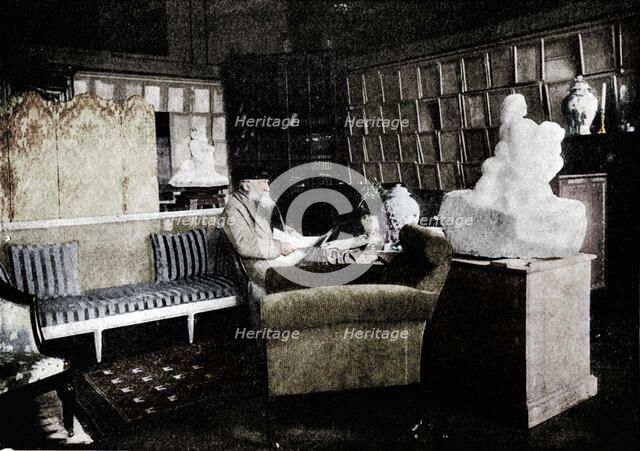 'Auguste Rodin Among His Books At 77 Rue De Varenne', c1900. Artist: Unknown.