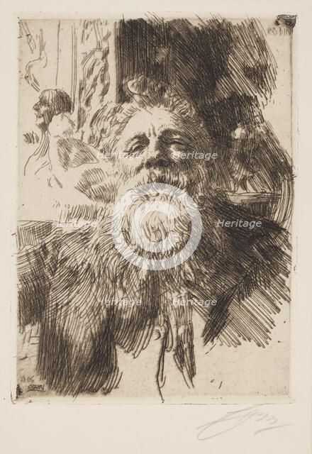 Auguste Rodin. Artist: Zorn, Anders Leonard (1860-1920)
