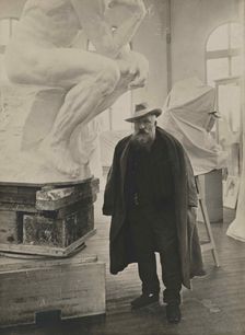 Auguste Rodin in his studio. Creator: Anonymous