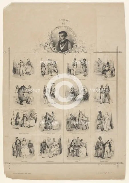 Augustin-Eugène Scribe with Characters, 19th century. Creator: Victor Adam.