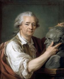 Augustin Pajou (1730-1809) sculping a bust of his teacher Lemoyne the Younger, 1782. Creator: Labille-Guiard, Adélaïde (1749-1803)