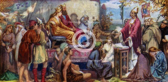 'Augustine Preaching to Ethelbert and Bertha', 1925. Artist: Unknown