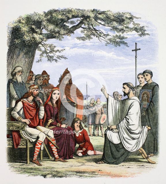 Augustine preaching before King Ethelbert, 597 (1864). Creator: James William Edmund Doyle.