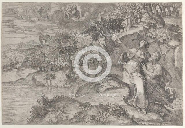 Augustus and the Tiburtine Sibyl, 1557-86. Creator: Marco Angolo del Moro.