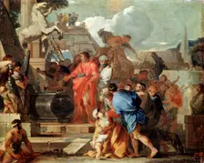 Augustus before the Tomb of Alexander the Great 17th century. Artist: Sébastien Bourdon