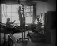 Augustus John Painting a Woman, 1930s. Creator: British Pathe Ltd