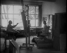 Augustus John Painting a Woman, 1930s. Creator: British Pathe Ltd