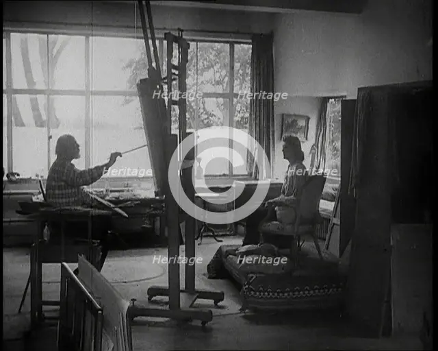 Augustus John Painting a Woman, 1930s. Creator: British Pathe Ltd.