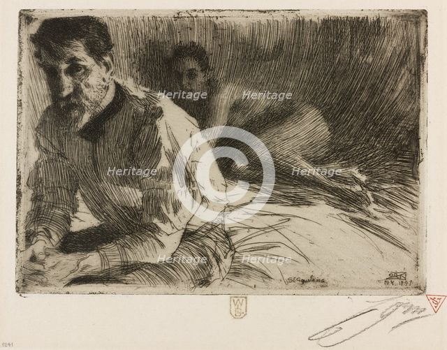 Augustus Saint Gaudens II (Saint Gaudens and his model), 1897. Creator: Anders Leonard Zorn.