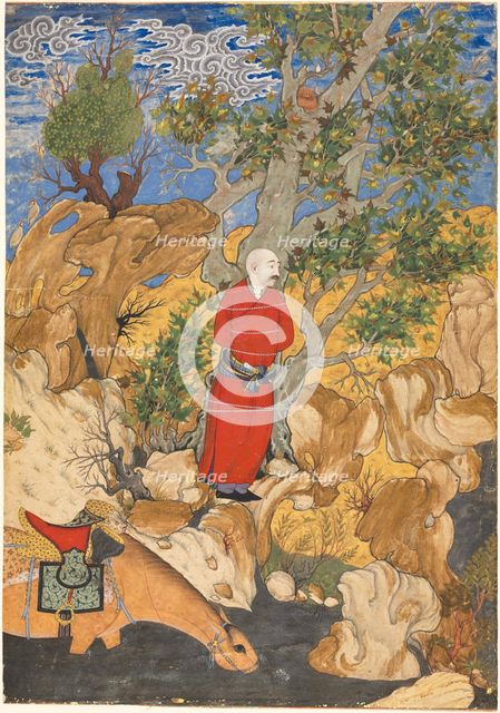 Aulad Tied to a Plane Tree, from a Shahnama by Firdausi, 1575-1600. Creator: Sadiqi Bek (Iranian, 1533-1609).