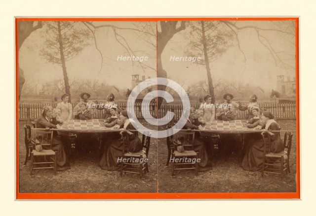 Aunt Hannah's quilting party, United States, 1896. Creator: Unknown.