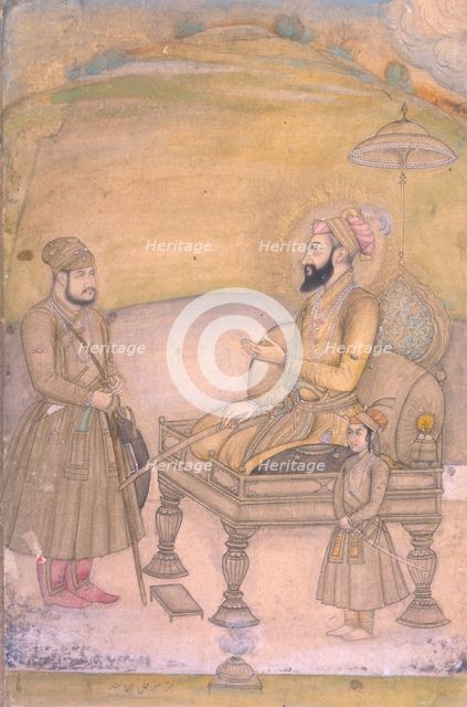 Aurangezeb enthroned, (second half of the seventeenth century?).  Creator: Unknown.