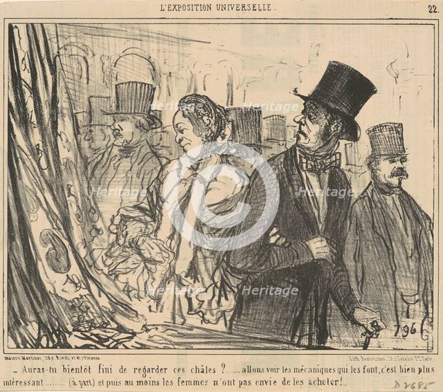 Auras-tu bientot fini de regarder ces châles?...1855. Creator: Honore Daumier.