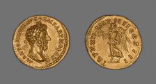 Aureus (Coin) Portraying Emperor Marcus Aurelius, 167 (December)-168 (December), issued by Marcus... Creator: Unknown