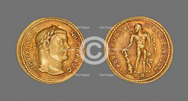 Aureus (Coin) Portraying Emperor Maximianus Herculius, 303. Creator: Unknown.