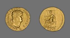 Aureus (Coin) Portraying Emperor Nero, 66 (December)-67 (December), issued by Nero. Creator: Unknown