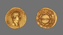 Aureus (Coin) Portraying Emperor Nero, December 57-December 58, issued by Nero (emperor). Creator: Unknown