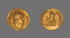 Aureus (Coin) Portraying Emperor Nero, December 67-December 68, issued by Nero. Creator: Unknown