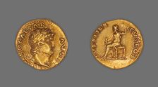 Aureus (Coin) Portraying Emperor Nero, December 67-December 68, issued by Nero. Creator: Unknown
