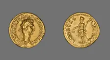 Aureus (Coin) Portraying Emperor Nerva, 97 CE, issued by Nerva. Creator: Unknown